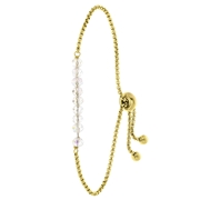 Armband, Edelstahl, vergoldet, mit weißen Perlen (1060770)