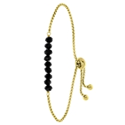 Armband, Edelstahl, vergoldet, mit schwarzen Perlen (1060772)