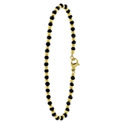 Armband, Edelstahl, vergoldet, mit schwarzen Perlen (1060773)