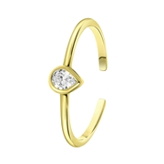 Ring, 925 Silber, vergoldet, verstellbar, Tropfen, Zirkonia (1060938)