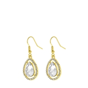 Goudkleurige ovale bijoux oorbellen steentjes (1060997)