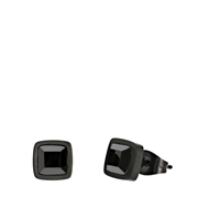 Stalen zwarte oorbellen met vierkante zirkonia 7mm (1061186)