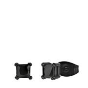 Gerecycleerd stalen zwarte oorbellen vierkant met zirkonia 4mm (1061190)