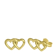 Zilveren goldplated kinderoorbellen dubbel hart (1061480)
