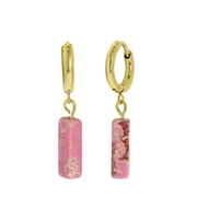Stalen goldplated oorbellen met Pink Opal (1061562)