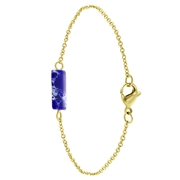 Lapis Lazuli  stalen 14 karaat goldplated armband (1061605)
