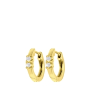 Stalen goldplated oorbellen met zirkonia steentjes (1061696)