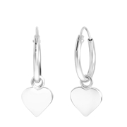 Zilveren oorringen met hanger heart (1061855)