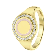 Ring, recyceltes Silber, vergoldet, Scheibe, Zirkonia (1062467)