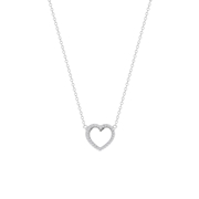 Gerecycled zilveren ketting&hanger hart zirkonia (1062476)