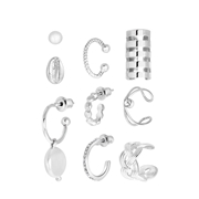 Zilverkleurige bijoux oorbellenset met earcuffs (1063100)