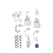 Zilverkleurige bijoux oorbellenset met earcuffs (1063102)