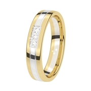 Bicolor-Trauring, 375 Gold, Diamant, 4,5 mm, Eisblume (1063771)