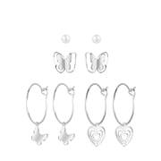 Silberfarbene Bijoux-Ohrringe, Set, Schmetterlinge (1064109)