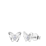Zilveren oorknop vlinder zirkonia (1065393)