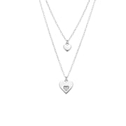Zilveren ketting layering met hanger hart zirkonia (1065405)
