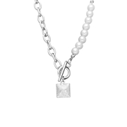 Zilverkleurige bijoux ketting met immitatie parels (1065480)