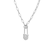 Zilverkleurige bijoux ketting met speld (1065495)