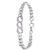 Zilverkleurige bijoux armband steentjes violet (1065550)