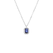 Halskette, 925 Silber, Anhänger, Rechteck, Zirkonia, blau (1065562)