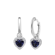 Zilveren oorringen met hanger hart zirkonia blauw (1065563)