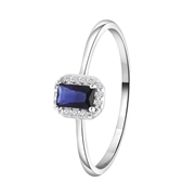 Ring, 925 Silber, Rechteck, Zirkonia, blau (1065566)