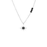 Zilveren ketting met hanger zon zirkonia zwart (1065570)