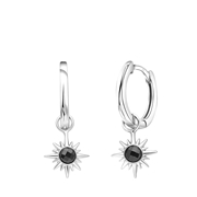 Zilveren oorringen met hanger zon zirkonia zwart (1065572)