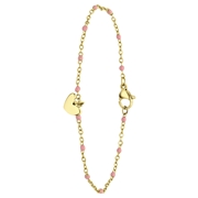 Stalen goldplated armband met hanger hart roze (1065781)