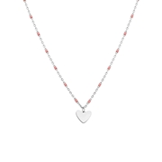 Halskette, Edelstahl, mit Herzanhänger, rosa (1065782)