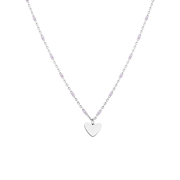 Halskette, Edelstahl, mit Herzanhänger, violett (1065788)