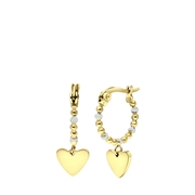 Stalen goldplated oorbellen met hanger hart mint (1065798)