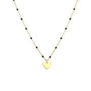 Halskette, Edelstahl, vergoldet, mit Herzanhänger, schwarz (1065803)