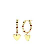 Ohrringe, Edelstahl, vergoldet, mit Herzanhänger, rot (1065810)
