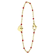 Stalen goldplated armband met hanger hart rood (1065811)
