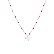 Stalen ketting met hanger hart rood (1065812)