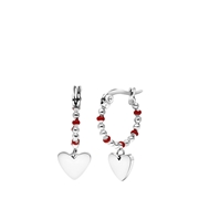 Stalen oorbellen met hanger hart rood (1065813)