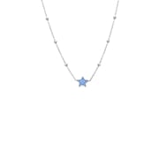 Zilveren ketting ster enamel blauw (1065603)
