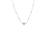 Zilveren ketting ster enamel roze (1065604)