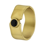 Gerecycled stalen goldplated ring breed met zwarte agaat (1065845)
