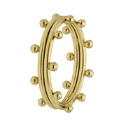 Stalen 18 karaat goldplated ring met bolletjes (1065848)
