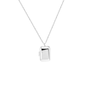 Zilveren ketting&hanger rechthoek medaillon (1064080)