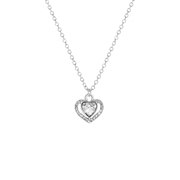 Silberfarbene Bijoux-Halskette, Herz mit Steinchen (1064503)