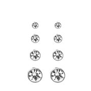 Zilverkleurig bijoux oorbellen set met knopjes (1064505)