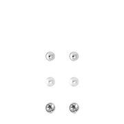 Zilverkleurig bijoux oorbellen set met knopjes (1064509)
