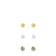 Goudkleurig bijoux oorbellen set met knopjes (1064510)