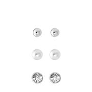 Zilverkleurig bijoux oorbellen set met knopjes (1064511)
