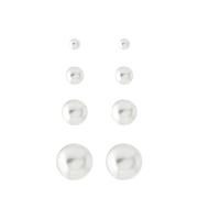 Zilverkleurig bijoux oorbellen set met parels (1064523)
