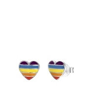Zilveren oorknoppen hart regenboog K3 (1065120)