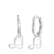 Zilveren oorringen met hanger muzieknoot K3 (1065122)